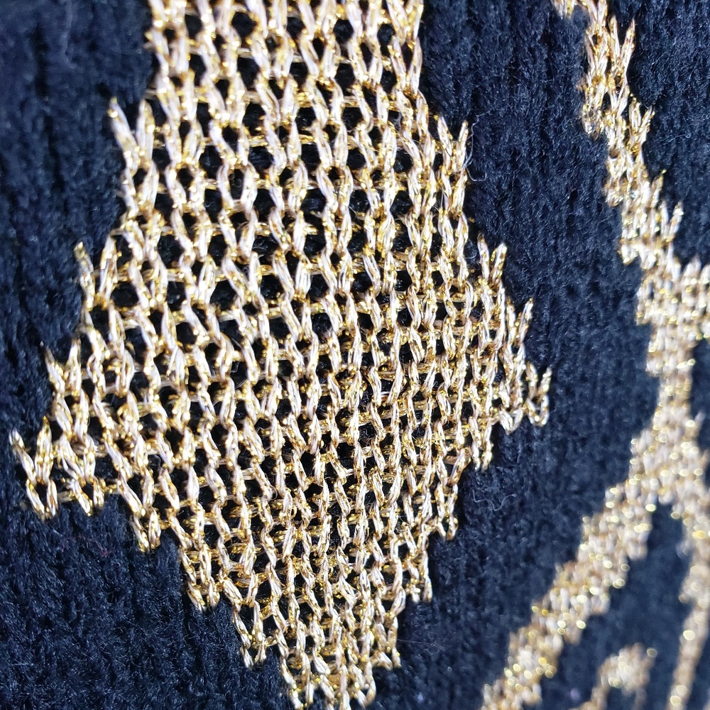 Gold Damask Print Vintage Sweater sz 14 - Picture 5 of 8